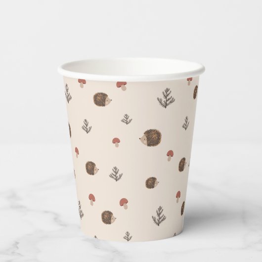 Schattige Hedgehog en Mushrooms Forest Pattern Papieren Bekers (Achterkant)