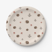 Schattige Hedgehog en Mushrooms Forest Pattern Papieren Bordje (Voorkant)