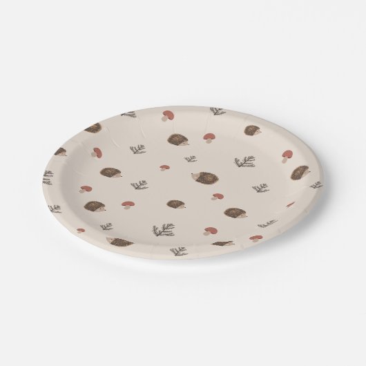 Schattige Hedgehog en Mushrooms Forest Pattern Papieren Bordje (Gekanteld)