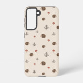 Schattige Hedgehog en Mushrooms Forest Pattern Samsung Galaxy Hoesje (Achterkant)