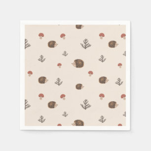 Schattige Hedgehog en Mushrooms Forest Pattern Servet