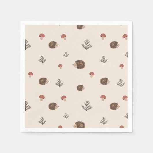 Schattige Hedgehog en Mushrooms Forest Pattern Servet (Voorkant)