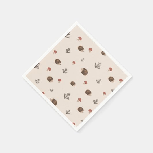 Schattige Hedgehog en Mushrooms Forest Pattern Servet (Hoek)