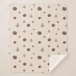 Schattige Hedgehog en Mushrooms Forest Pattern Sherpa Deken