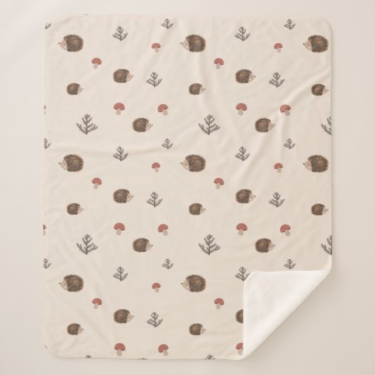 Schattige Hedgehog en Mushrooms Forest Pattern Sherpa Deken (Voorkant)