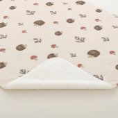 Schattige Hedgehog en Mushrooms Forest Pattern Sherpa Deken (3/4)