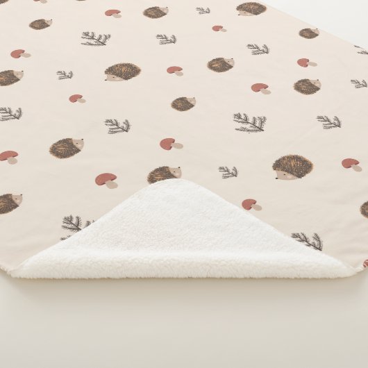 Schattige Hedgehog en Mushrooms Forest Pattern Sherpa Deken (3/4)