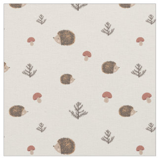 Schattige Hedgehog en Mushrooms Forest Pattern Stof