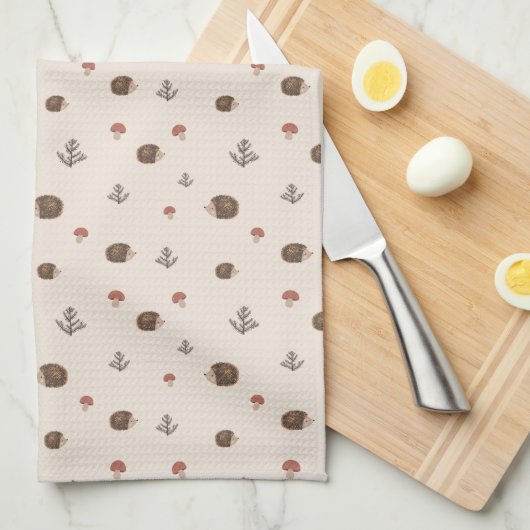 Schattige Hedgehog en Mushrooms Forest Pattern Theedoek (Quarter Fold)