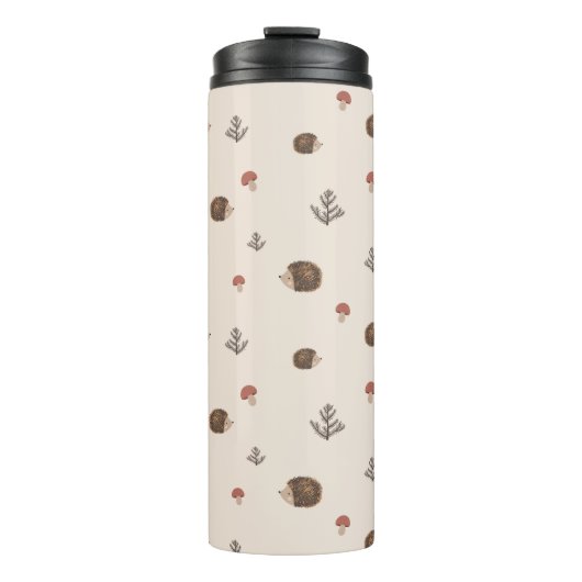 Schattige Hedgehog en Mushrooms Forest Pattern Thermosbeker (Voorkant)
