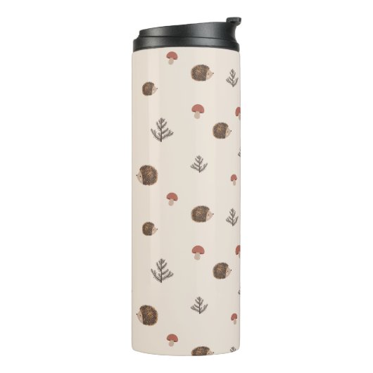 Schattige Hedgehog en Mushrooms Forest Pattern Thermosbeker (Gedraaid links)