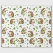Schattige Hedgehog Groen Pet Shamrock St. Patrick' Cadeaupapier (Vlak)