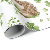 Schattige Hedgehog Groen Pet Shamrock St. Patrick' Cadeaupapier (Rol Hoek)