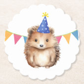 Schattige Hedgehog kinderverjaardagsfeest Kartonnen Onderzetters (Voorkant)
