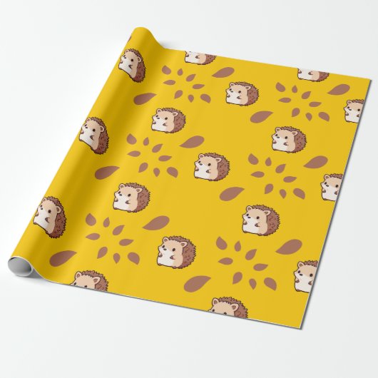 Schattige Hedgehog Seamless Wrapping Paper voor he Cadeaupapier (Uitgerold)
