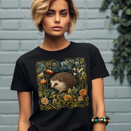 Schattige Hedgehog Tapestry William Morris Style T-shirt