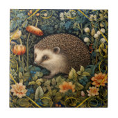 Schattige Hedgehog Tapestry William Morris Style Tegeltje (Voorkant)