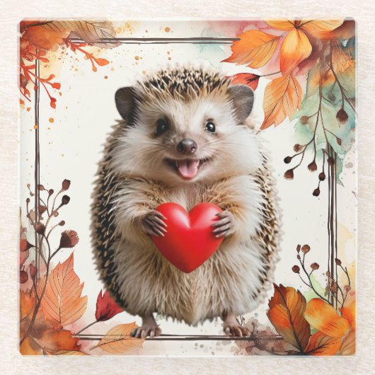 Schattige Hedgehog Trivet Glazen Onderzetter (Voorkant)