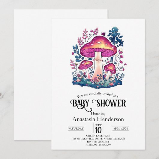 Schattige Heerlijk Paddestoel Baby shower Kaart (Voorkant / Achterkant)