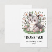 Schattige Heerlijk Wolf Baby shower Bedankkaart (Voorkant / Achterkant)