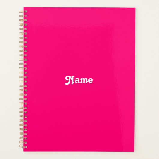 Schattige Heet Roze Douanetekst Naam Jaar Monogram Planner (Voorkant)