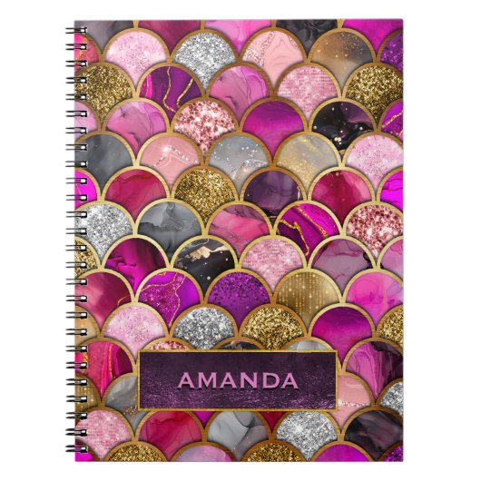 Schattige heet roze goud zeemeermin schalen girly  notitieboek (Voorkant)