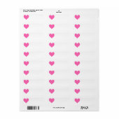 Schattige heet roze hart etiket (Full Sheet)