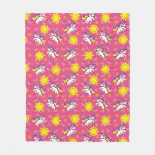 Schattige Heet Roze Zonnig Eenhoorn Patroon Ontwer Fleece Deken
