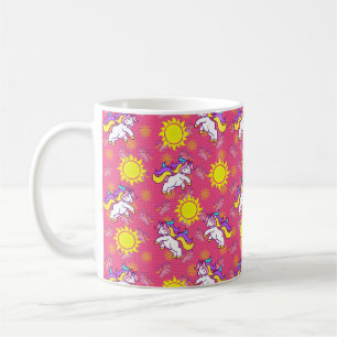 Schattige Heet Roze Zonnig Eenhoorn Patroon Ontwer Koffiemok