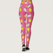 Schattige Heet Roze Zonnig Eenhoorn Patroon Ontwer Leggings (Achterkant)