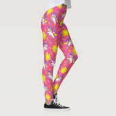 Schattige Heet Roze Zonnig Eenhoorn Patroon Ontwer Leggings (Rechts)