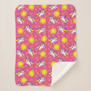 Schattige Heet Roze Zonnig Eenhoorn Patroon Ontwer Sherpa Deken