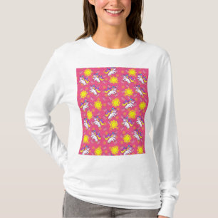 Schattige Heet Roze Zonnig Eenhoorn Patroon Ontwer T-shirt