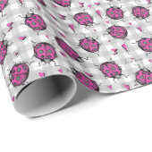 Schattige Heet Roze & Zwart Lieveheersbeestje Teke Cadeaupapier (Rol Hoek)