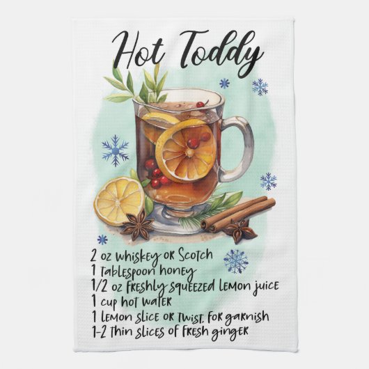 Schattige Heet Toddy Kerst Drink Recept Theedoek (Verticaal)
