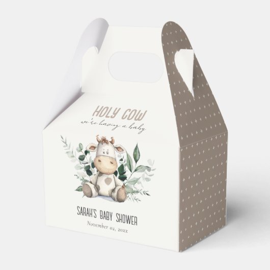 Schattige Heilige Koe Bladblad Pastel Neutraal Bab Bedankdoosjes (Achterkant)