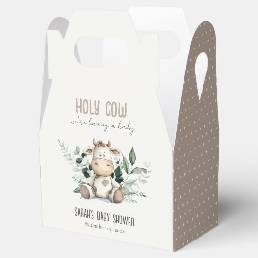 Schattige Heilige Koe Bladblad Pastel Neutraal Bab Bedankdoosjes (Geopend)