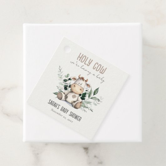 Schattige Heilige Koe Bladblad Pastel Neutraal Bab Bedankjes Labels (In situ)