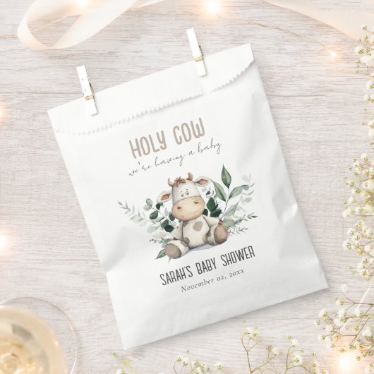 Schattige Heilige Koe Bladblad Pastel Neutraal Bab Bedankzakje (Geknipt)