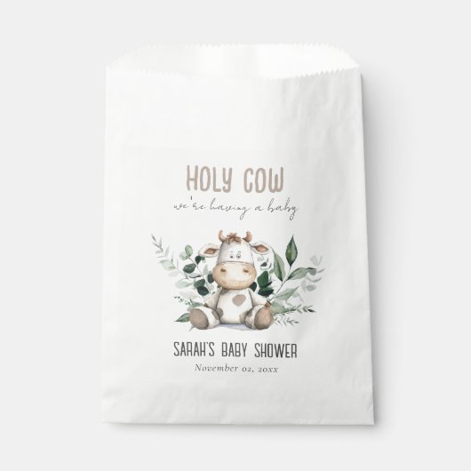 Schattige Heilige Koe Bladblad Pastel Neutraal Bab Bedankzakje (Voorkant)