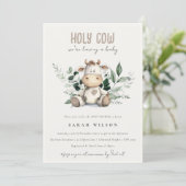 Schattige Heilige Koe Bladblad Pastel Neutraal Bab Kaart (Staand voorkant)
