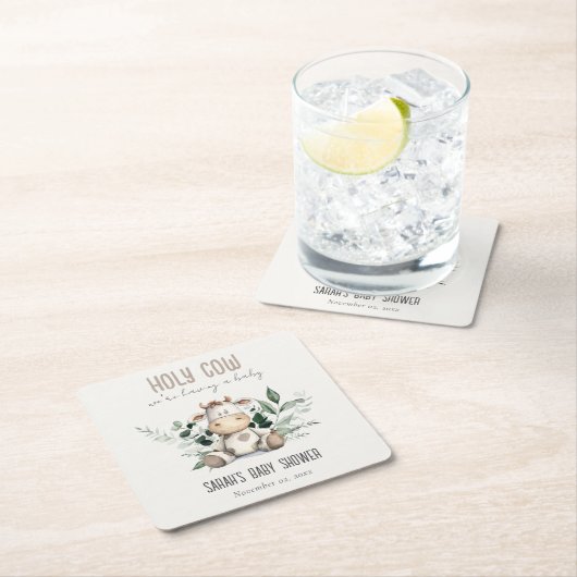 Schattige Heilige Koe Bladblad Pastel Neutraal Bab Kartonnen Onderzetters (Insitu)