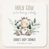 Schattige Heilige Koe Bladblad Pastel Neutraal Bab Kartonnen Onderzetters (Voorkant)