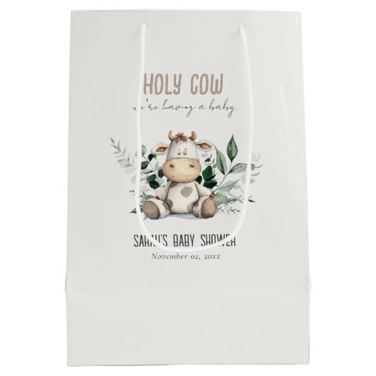 Schattige Heilige Koe Bladblad Pastel Neutraal Bab Medium Cadeauzakje (Achterkant)