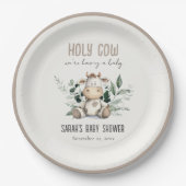 Schattige Heilige Koe Bladblad Pastel Neutraal Bab Papieren Bordje (Voorkant)
