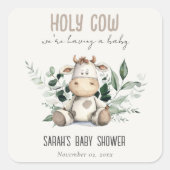 Schattige Heilige Koe Bladblad Pastel Neutraal Bab Vierkante Sticker (Voorkant)