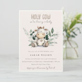 Schattige Heilige Koe Bladerdeeg Blush Baby shower Kaart (Staand voorkant)