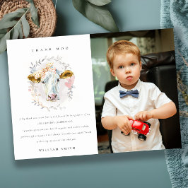 Schattige Heilige Koe Boerderij Kinderen Foto Elke Bedankkaart