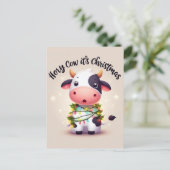 Schattige Heilige Koe Zijn Kerstmis Briefkaart (Staand voorkant)