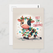Schattige Heilige Koe Zijn Kerstmis Briefkaart (Voorkant / Achterkant)